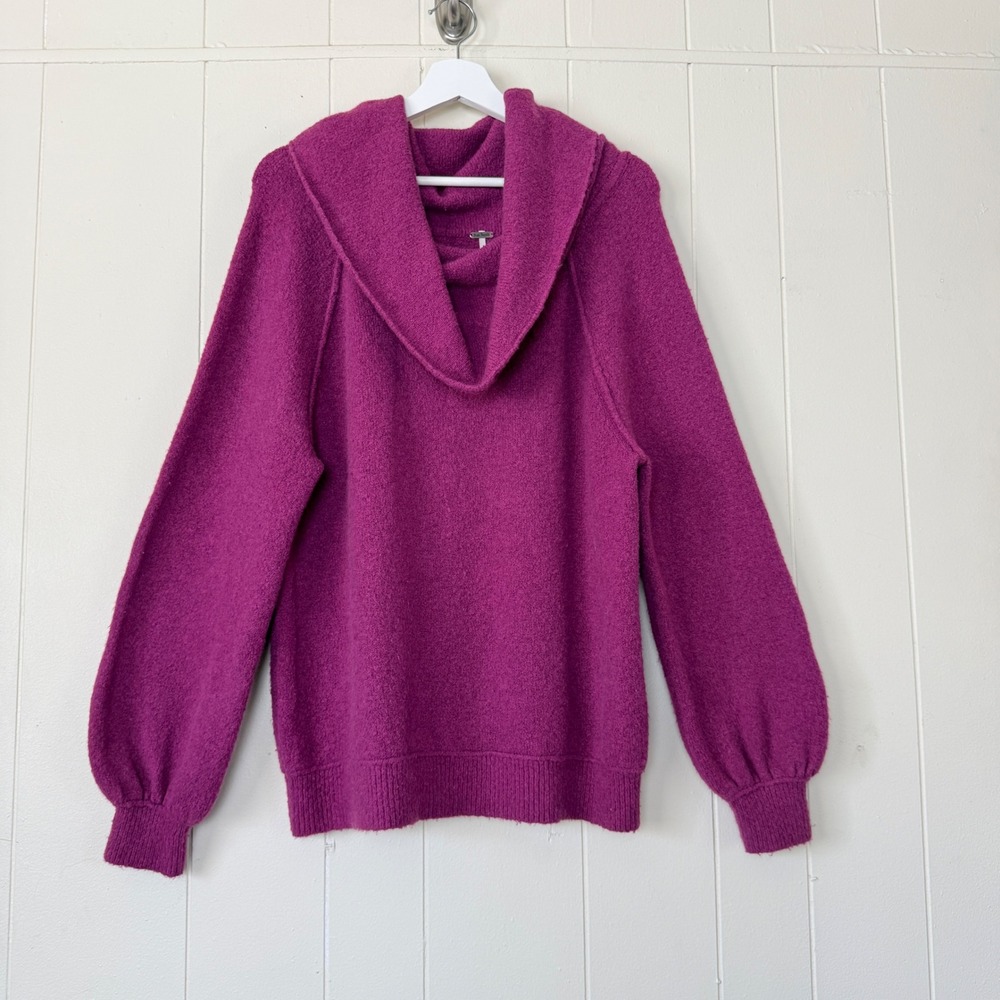 Free People Womens Cowl Neck Balloon Sleeve Wool Blend Sweater Size L Boho